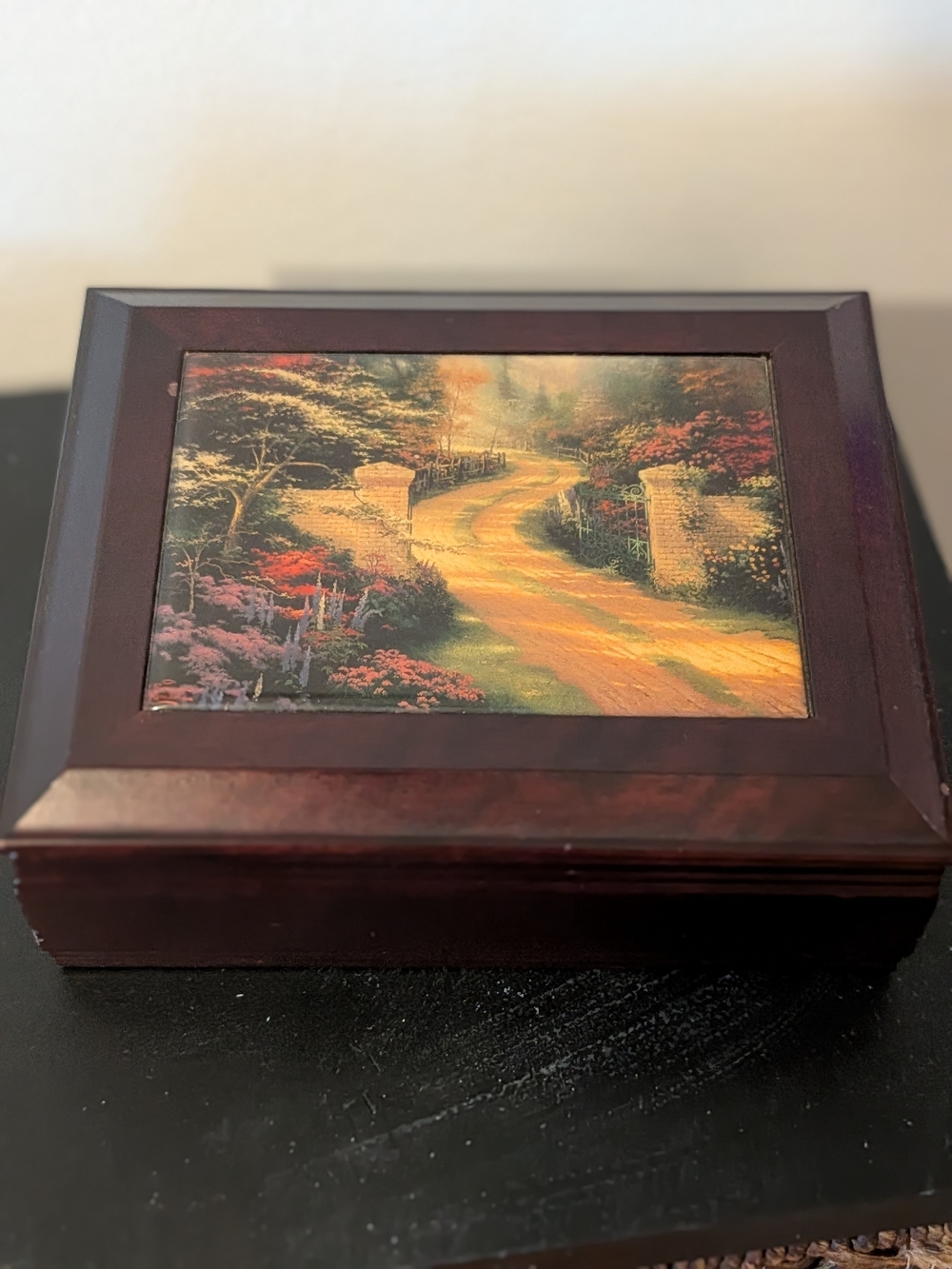 Wooden Box Titled "Spring Gate" By Artist Thomas Kinkade